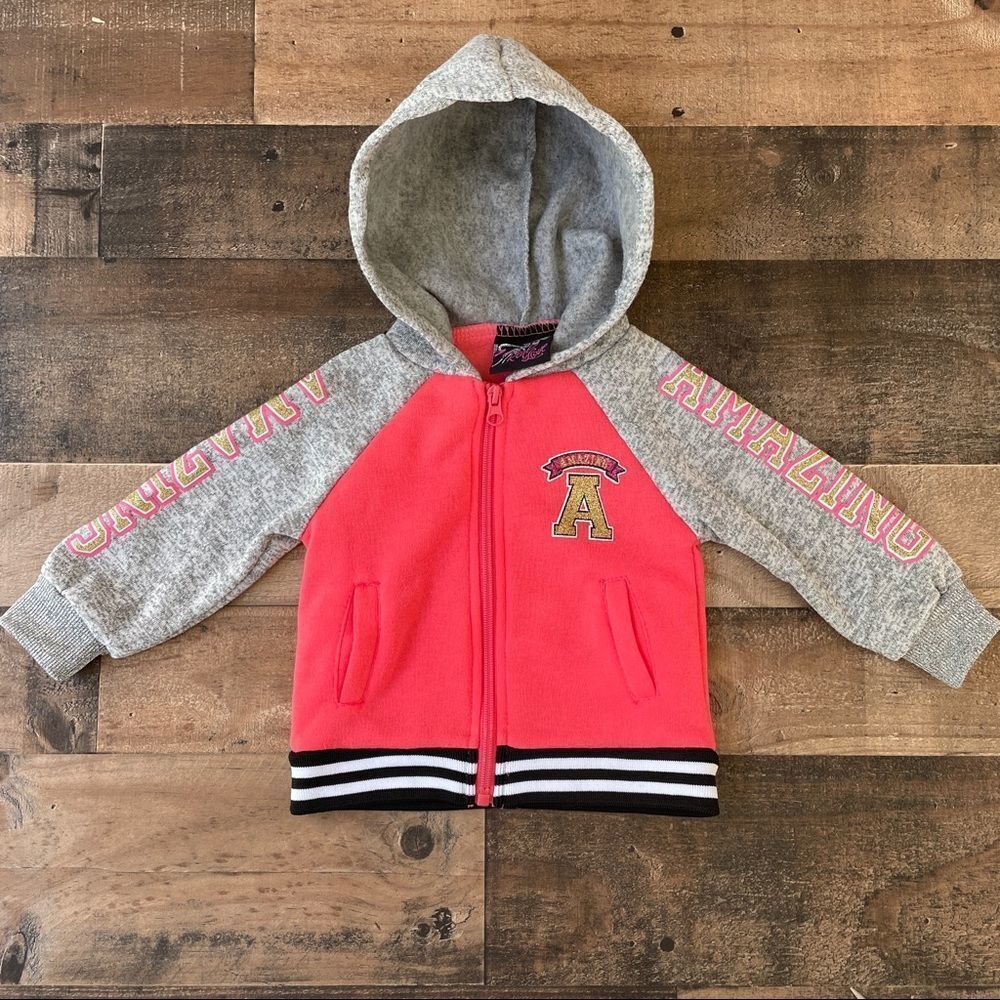 Real Love Baby Girl “Amazing” Sparkles Hoodie Top Size 12 months